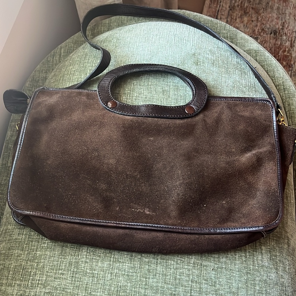 Vintage Suede Sacks Fifth Avenue Bag with leather accents